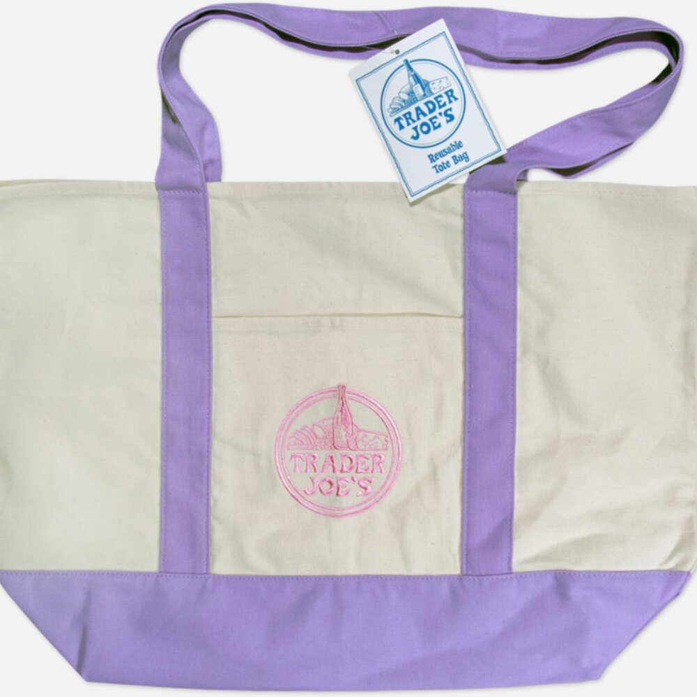 🛍✨ Trader Joe’s Canvas Tote Bag – Large Eco Grocery Bag – Durable Reusable Shop